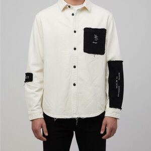 Zara Men's Cream and Black Patch Jacket